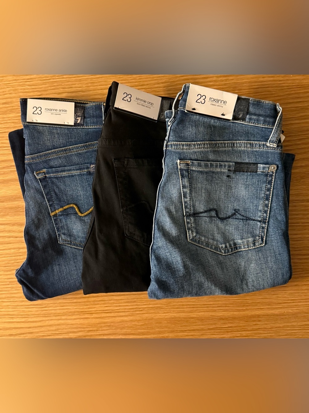 7 For All Mankind Women's Skinny Jeans Trio - Black and Blue Denim